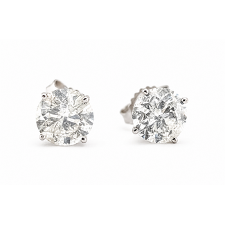 Earrings Stud 4 Prong 3.05ctw Round Diamonds AJI: 197-113426L 14kw 7.5mm 1.76g 226100015