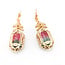 Earrings Geometric Dangle Post, Diamond Halo 1.95ctw Round Brilliant Diamonds 31.88ctw Bi-Color Pink & Green (Watermelon) Tourmaline 14ky 1.75x0.65" 14.3g 226100017
