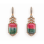 Earrings Geometric Dangle Post, Diamond Halo 1.95ctw Round Brilliant Diamonds 31.88ctw Bi-Color Pink & Green (Watermelon) Tourmaline 14ky 1.75x0.65" 14.3g 226100017