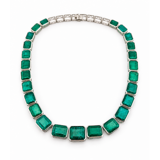 Necklace Graduated GGA: GGA078537 165.76ctw Green Emerald 14kw 7-15mm 17.5" 64.0g 226100021