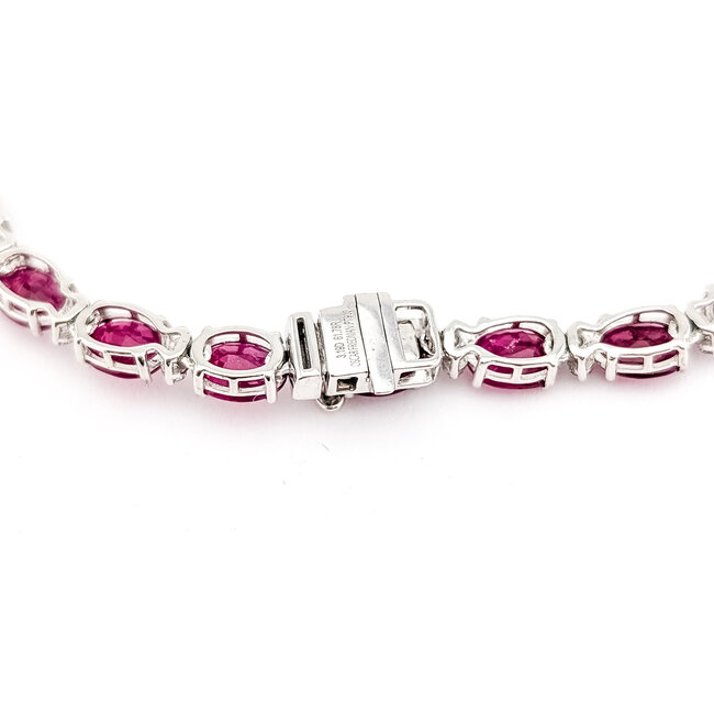 Necklace Double-Row Front Diamond Cluster Links 3.19ctw Round Brilliant Diamonds GIA: 5242060942 61.78ctw Red Ruby 900pt 5-10mm 17" 49.2g 226100024