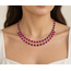 Necklace Double-Row Front Diamond Cluster Links 3.19ctw Round Brilliant Diamonds GIA: 5242060942 61.78ctw Red Ruby 900pt 5-10mm 17" 49.2g 226100024