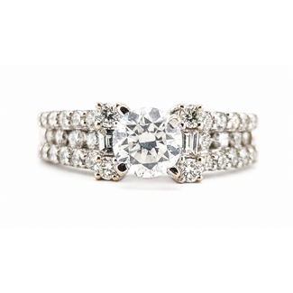 Ring 3-Row 0.73ct Round Diamond GIA: 6173338690 0.67ctw Near Colorless Diamonds 18kw 6.5mm Sz7.25 3.95g 226100026