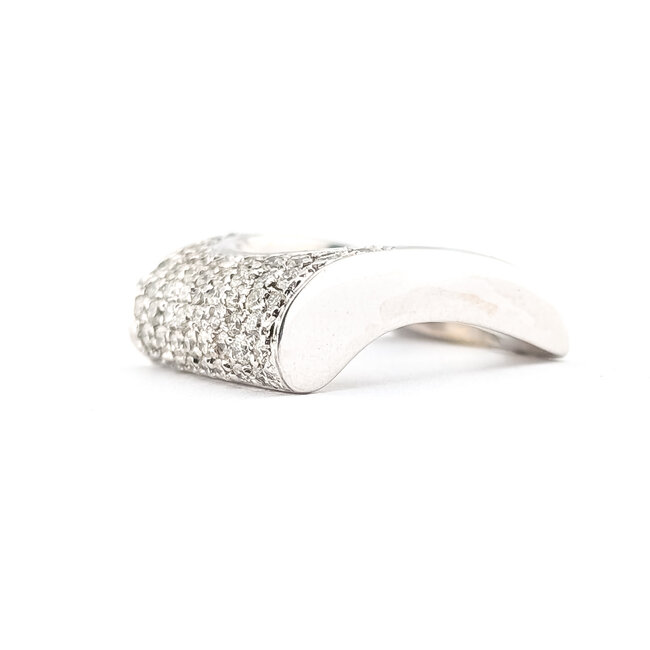 Ring Geometric Square Profile, Domed Top 1.00ctw Round Brilliant Diamonds 18kw 7mm Sz5.75 12.9g 226100029