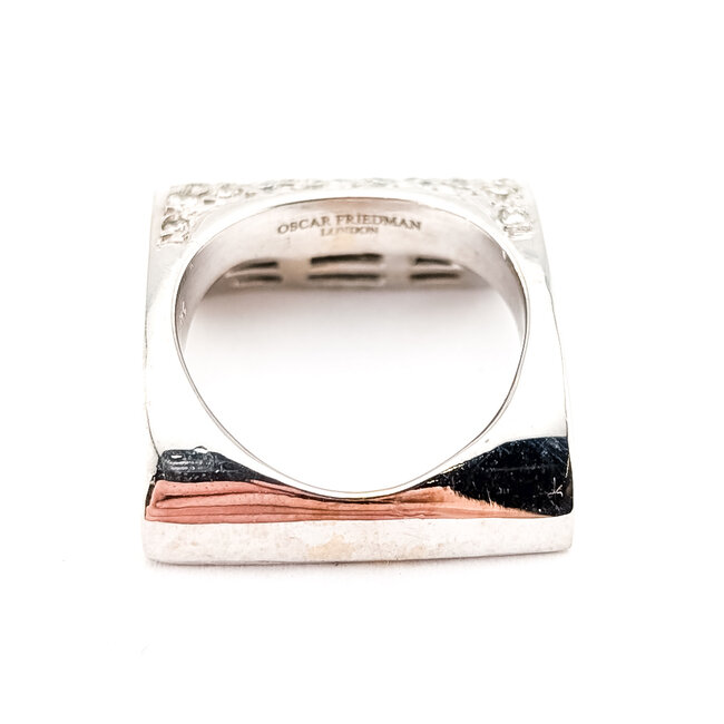 Ring Geometric Square Profile, Domed Top 1.00ctw Round Brilliant Diamonds 18kw 7mm Sz5.75 12.9g 226100029