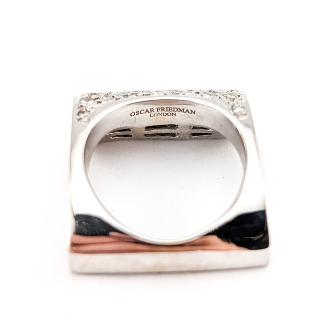 Ring Geometric Square Profile, Domed Top 1.00ctw Round Brilliant Diamonds 18kw 7mm Sz5.75 12.9g 226100029