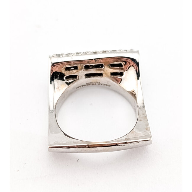 Ring Geometric Square Profile, Domed Top 1.00ctw Round Brilliant Diamonds 18kw 7mm Sz5.75 12.9g 226100029