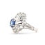 Ring Bypass Diamond Cluster, Ribbed Shoulders 2.43ctw Round Brilliant & Baguette Diamonds GIA: 5232597994 2.60ct Blue Sapphire 950pt 22mm Sz6.5 10.1g 226100035