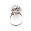 Ring Bypass Diamond Cluster, Ribbed Shoulders 2.43ctw Round Brilliant & Baguette Diamonds GIA: 5232597994 2.60ct Blue Sapphire 950pt 22mm Sz6.5 10.1g 226100035