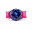 Ring 3-Stone Scroll Gallery, Diamond Shoulders 0.62ctw Round Brilliant Diamonds 1.71ctw Red Ruby 3.67ct Violetish Blue Tanzanite 950pt 10mm Sz4.5 7.9g 226100039