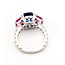 Ring 3-Stone Scroll Gallery, Diamond Shoulders 0.62ctw Round Brilliant Diamonds 1.71ctw Red Ruby 3.67ct Violetish Blue Tanzanite 950pt 10mm Sz4.5 7.9g 226100039