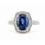 Ring Geometric Halo Milgrain 0.56ctw Round Brilliant Diamonds GIA: 2231597232 3.11ct Blue Sapphire 900pt 3mm Sz6.75 5.9g 226100040
