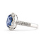 Ring Geometric Halo Milgrain 0.56ctw Round Brilliant Diamonds GIA: 2231597232 3.11ct Blue Sapphire 900pt 3mm Sz6.75 5.9g 226100040