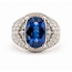 Ring Cocktail Pave 1.46ctw Round Diamonds GIA: 2235722206 4.61ct Blue Sapphire Pt900 16mm Sz7.5 12.32g 226100041