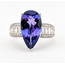 Ring Statement Milgrain, Wide Band 0.75ctw Round Brilliant & Baguette Diamonds 4.31ct Violetish Blue Tanzanite 14kw 16.5mm Sz6.75 4.5g 226100042
