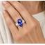 Ring Statement Milgrain, Wide Band 0.75ctw Round Brilliant & Baguette Diamonds 4.31ct Violetish Blue Tanzanite 14kw 16.5mm Sz6.75 4.5g 226100042
