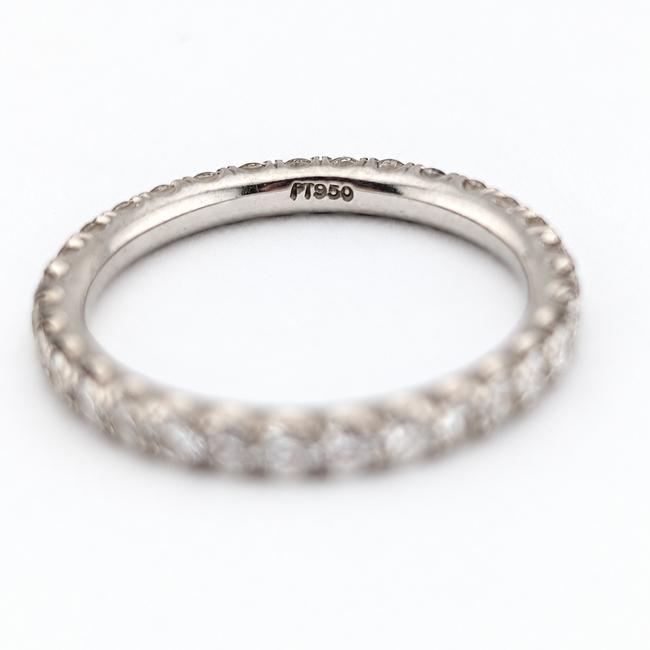 Ring Eternity .75ctw Round Diamonds 950pt 2.2mm Sz5.5 2.76g 126080095