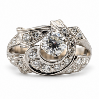Ring Milgrain Cluster 0.75ct Round Diamond AIG: 000717338026 1.00ctw Near Colorless Diamonds 14kw 12mm Sz7.5 4.83g 226100027