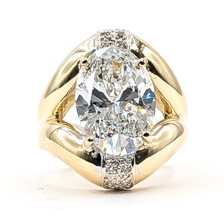 Ring Bypass Semi 7.05ct Oval Lab Grown Diamond IGI: 820606673 VVS2 E .25ctw Round Diamonds 18ky 22mm Sz6.25 15.30g 126070137