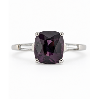 Ring 3-Stone 0.10ctw Baguette Diamonds 2.07ct Purple Spinel 14kw 1.5mm Sz5.5 3.4g 226100043