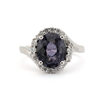 Ring Halo Openwork Gallery 0.33ctw Round Brilliant Diamonds GIA: 6233861429 3.05ct Violet Spinel 900pt 13mm Sz6.75 6.7g 226100048