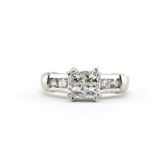 Ring Illusion Set .75ctw Princess & Round Diamonds Platinum 3.5mm Sz7 7.75g 126080093
