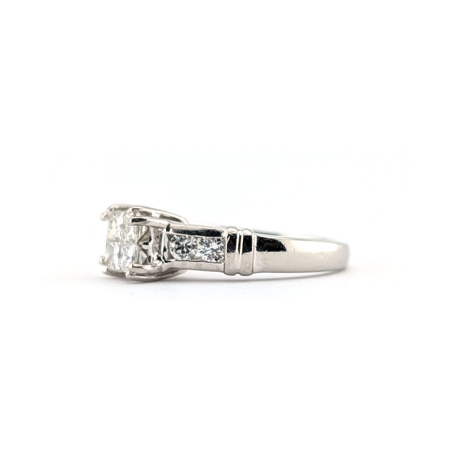 Ring Illusion Set .75ctw Princess & Round Diamonds Platinum 3.5mm Sz7 7.75g 126080093