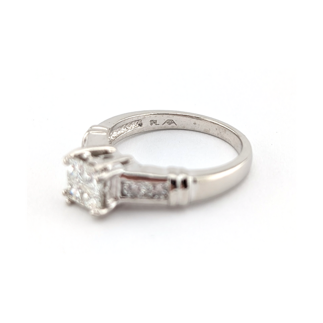 Ring Illusion Set .75ctw Princess & Round Diamonds Platinum 3.5mm Sz7 7.75g 126080093