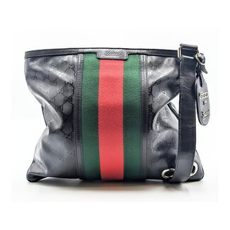 Handbag Gucci GG Imprime Web Stripe PVC Shoulder Bag Black 269379 126085003