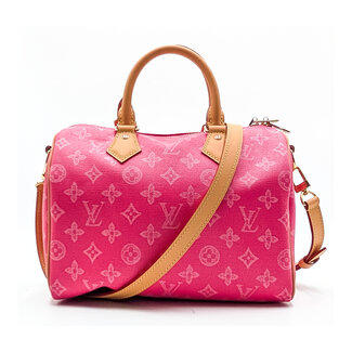 Handbag Louis Vuitton Speedy Bandouliere 35 Monogram Denim Pink 126085070
