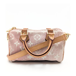 Handbag Louis Vuitton Nano Speedy Denim Pink 126045025