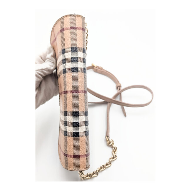 Handbag Burberry Haymarket Check Henley Wallet on Chain Mid Camel 126095030