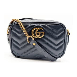 Crossbody Gucci Black Quilted Leather Mini Marmont Camera Bag 448065 498879 126095038