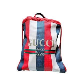 Handbag Gucci Drawstring Red White Blue Stripe 125050188