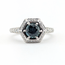 Ring Engagement Halo 0.5ctw Diamonds 1.28ct Round Montana Sapphire GIA: 2245085145 Palladium 2.5mm Sz6.5 4.85g 126038028