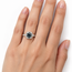 Ring Engagement Halo 0.5ctw Diamonds 1.28ct Round Montana Sapphire GIA: 2245085145 Palladium 2.5mm Sz6.5 4.85g 126038028