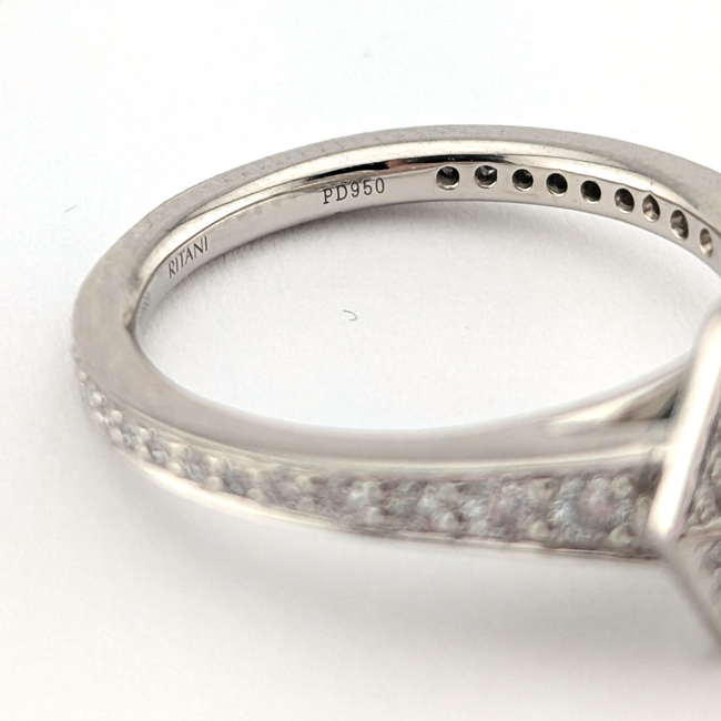 Ring Engagement Halo 0.5ctw Diamonds 1.28ct Round Montana Sapphire GIA: 2245085145 Palladium 2.5mm Sz6.5 4.85g 126038028