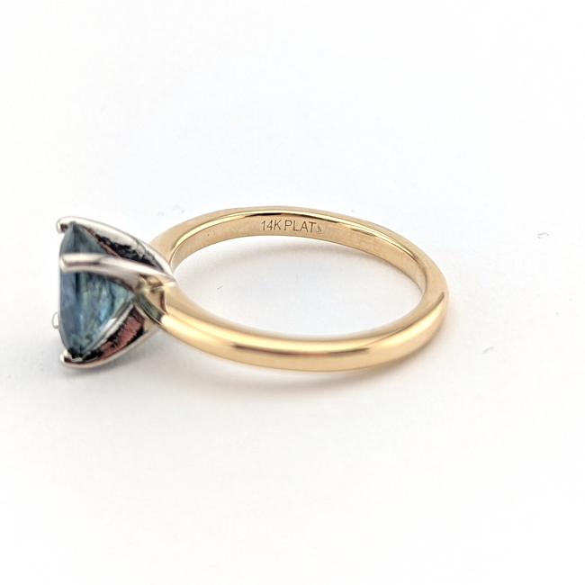 Ring Solitaire GIA: 1242085149 1.76ct Montana Greenish Blue Sapphire 14ky 2mm Sz5 3.6g 126100014