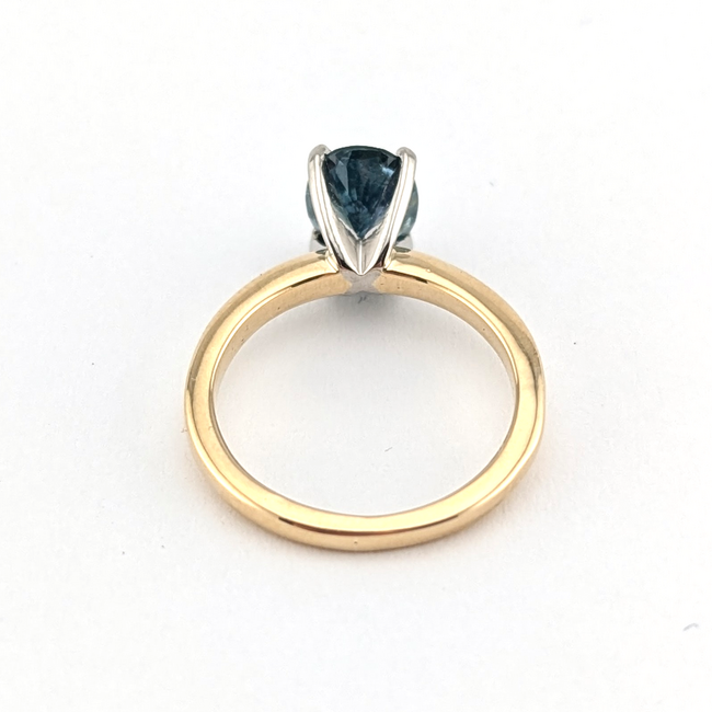 Ring Solitaire GIA: 1242085149 1.76ct Montana Greenish Blue Sapphire 14ky 2mm Sz5 3.6g 126100014