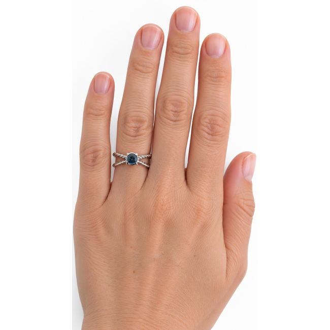 Ring David Yurman Cable GIA: 2245086083 .46ct Blue Montana Sapphire 950pt 7mm Sz6.5 5.76g 126100016