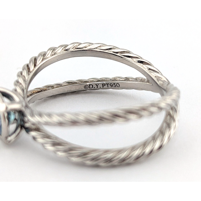 Ring David Yurman Cable GIA: 2245086083 .46ct Blue Montana Sapphire 950pt 7mm Sz6.5 5.76g 126100016