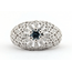 Ring Milgrain Vintage .33ctw Round Diamonds .33ct Montana Sapphire GIA: 1242086047 Platinum Sz7 8.23g 126020010
