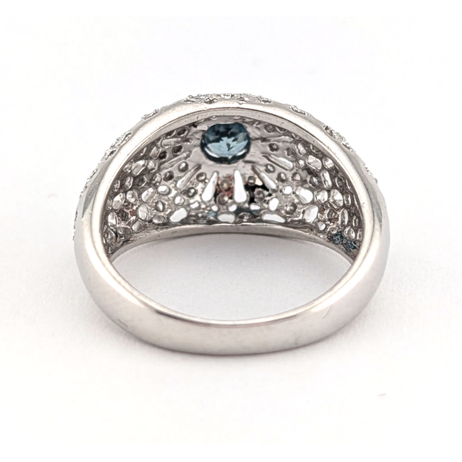 Ring Milgrain Vintage .33ctw Round Diamonds .33ct Montana Sapphire GIA: 1242086047 Platinum Sz7 8.23g 126020010