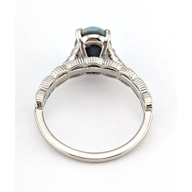 Ring Oval Milgrain 0.25ctw Diamonds 1.08ct Black Opal GIA: 2245085148 Platinum Sz6.5 4.25g 125120016