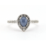 Ring Tear Drop Halo .33ctw Round Diamonds GIA: 6243086079 .67ct Blue Sapphire 14kw 1.8mm Sz6.5 1.94g 126100013