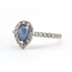 Ring Tear Drop Halo .33ctw Round Diamonds GIA: 6243086079 .67ct Blue Sapphire 14kw 1.8mm Sz6.5 1.94g 126100013