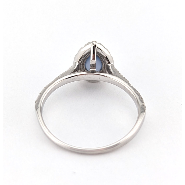 Ring Tear Drop Halo .33ctw Round Diamonds GIA: 6243086079 .67ct Blue Sapphire 14kw 1.8mm Sz6.5 1.94g 126100013