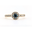 Ring Halo .38ctw Round Diamonds .52ct Montana Sapphire GIA: 5242086043 14ky 2.2mm Sz8.5 2.66g 125110046