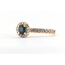 Ring Halo .38ctw Round Diamonds .52ct Montana Sapphire GIA: 5242086043 14ky 2.2mm Sz8.5 2.66g 125110046