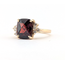 Ring Asymetrical Accented .16ctw Round Diamonds 3.44ct Checkerboard Garnet 14ky 2mm Sz6 3.2g 126030011